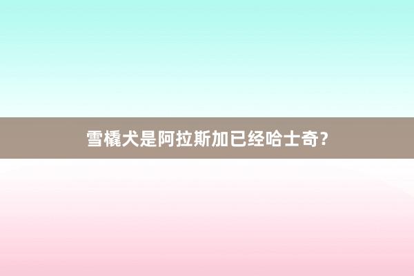 雪橇犬是阿拉斯加已经哈士奇？